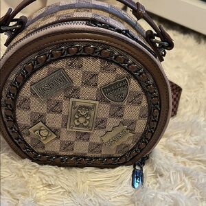 Moschino Brown and Beige Mini Bag with Embellishments